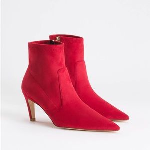 Good American Icon 75 Red Suede Bootie